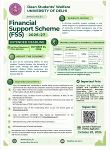 DU Financial Support Scheme 2026-27 official notice